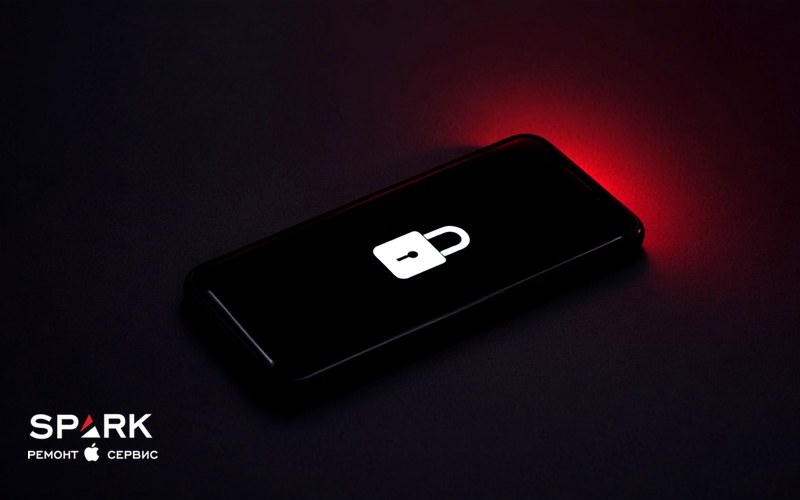 Заблокований iPhone зі значком замка на екрані в майстерні SPARK