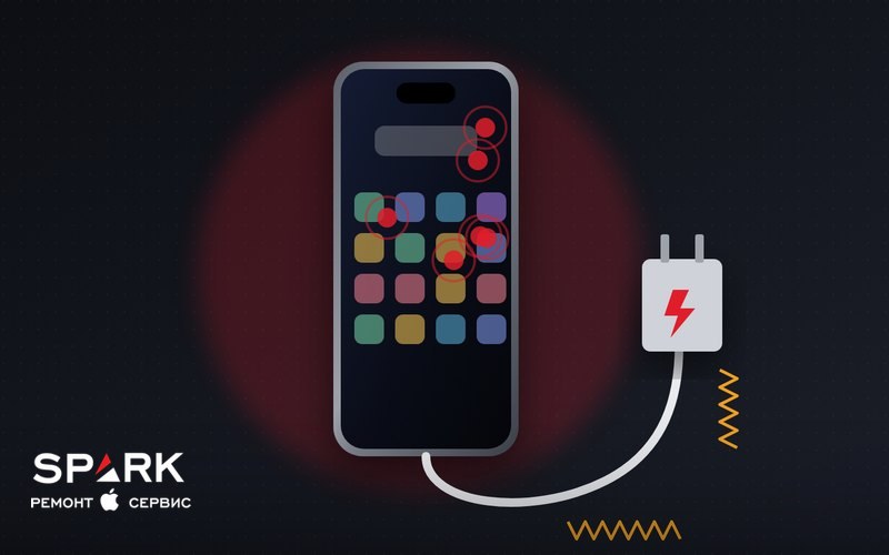 Иллюстрация: фантомные касания на iPhone при зарядке от неоригинального кабеля