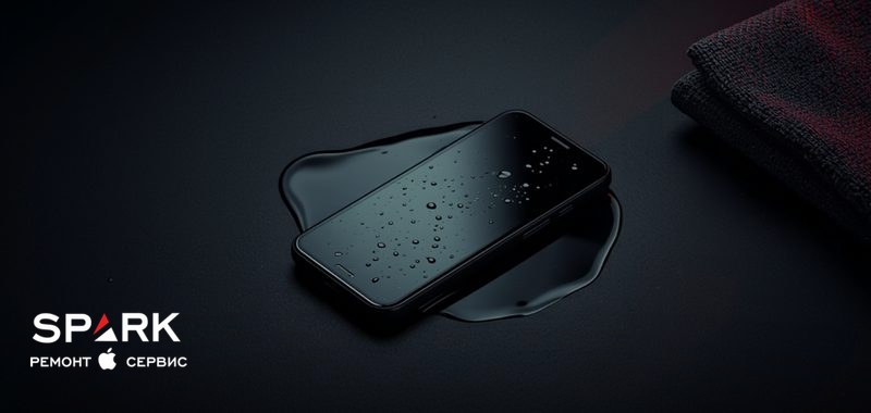 Смартфон Samsung Galaxy лежить у калюжі води на столі, поруч рушник